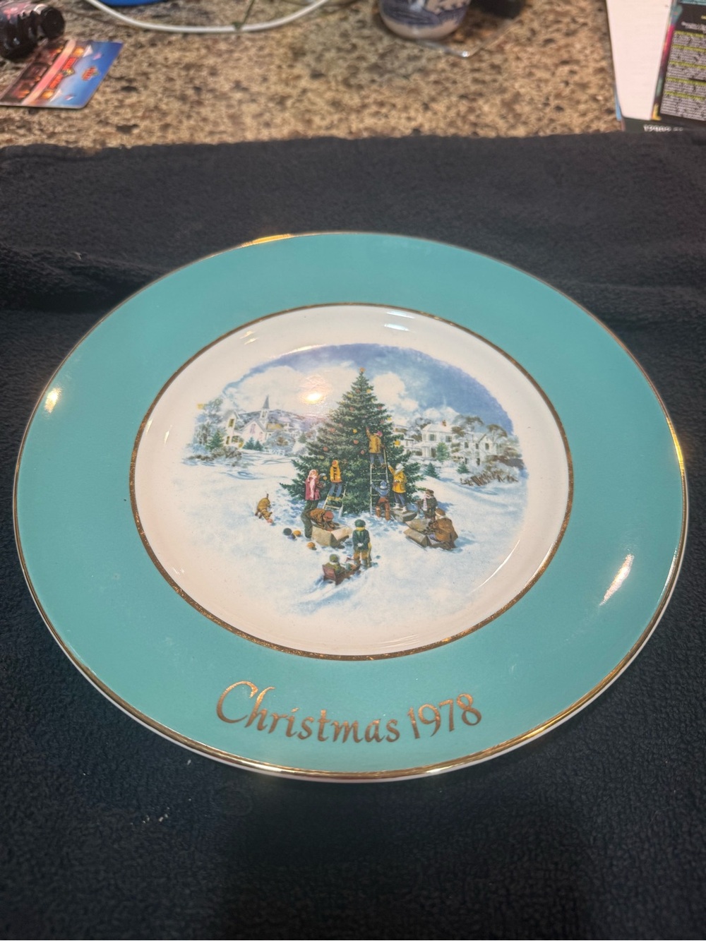 Vintage 1978 Avon Christmas Collector Plate - “Trimming the Tree”